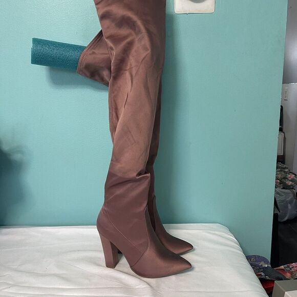 Bamboo Pink Stretchy Tall Clingy Sock Stripper Boots -‎ Women's Size 6.5 S-109 - Picture 1 of 6